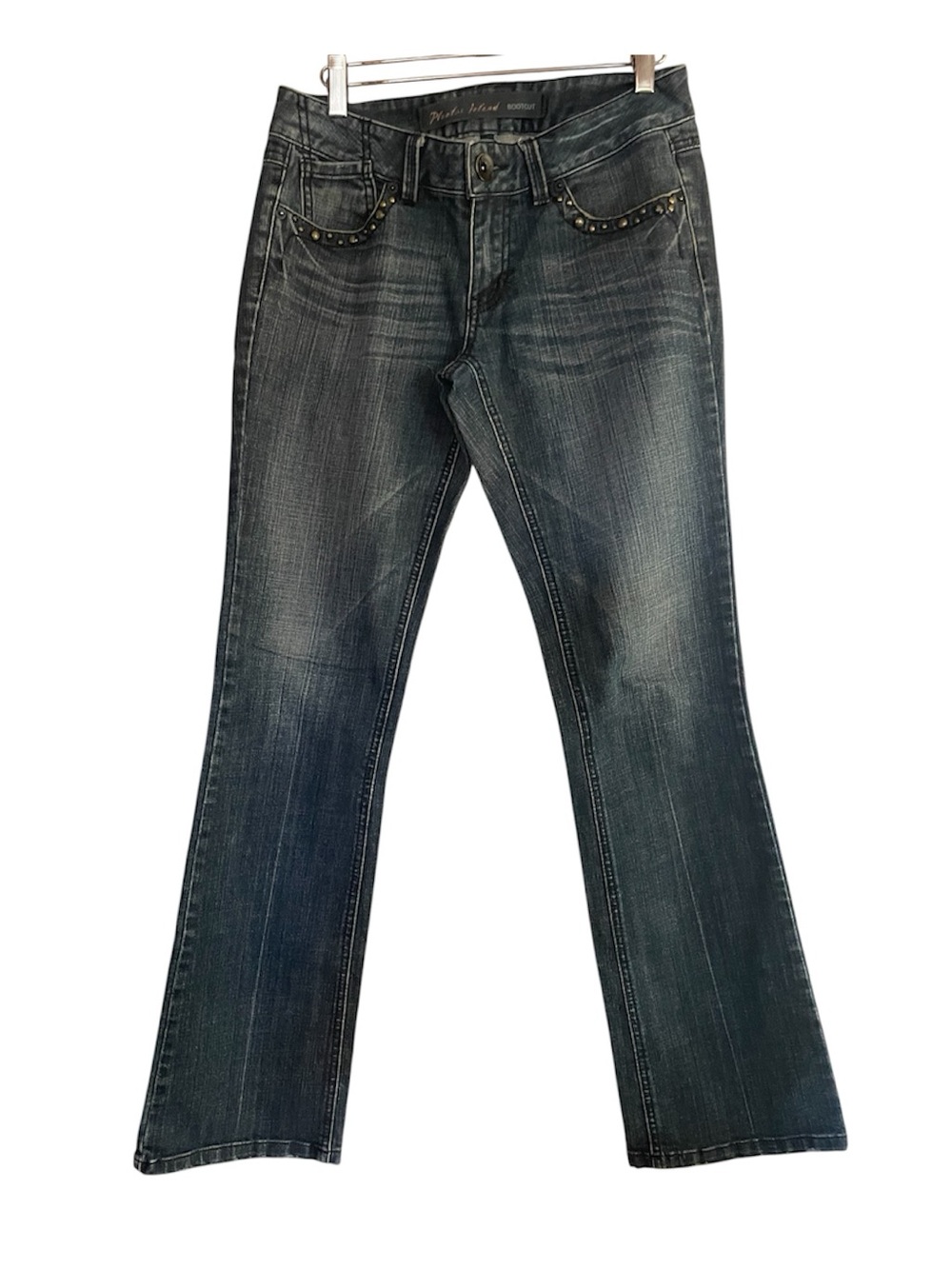 Plastic Island women's boot cut jeans - dark wash blue